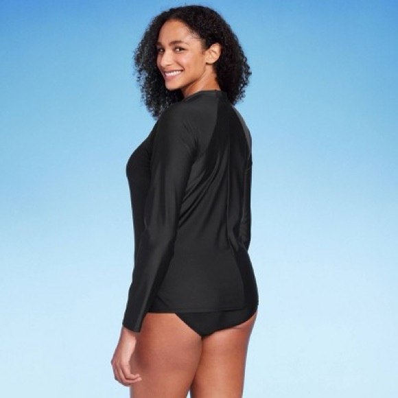 Women's UPF 50 Full Zip Mock Neck Rash Guard - Kona Sol Black - Picture 3 of 3